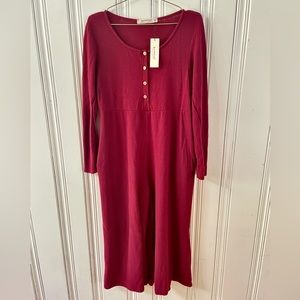 NEW Three Bird Nest Burgundy Long Sleeve Wide Leg Jumpsuit, Medium NWT
